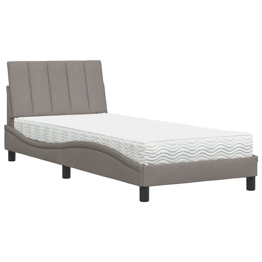 Letto con Materasso Hanko Tortora 80x200 cm in Tessuto 3310493