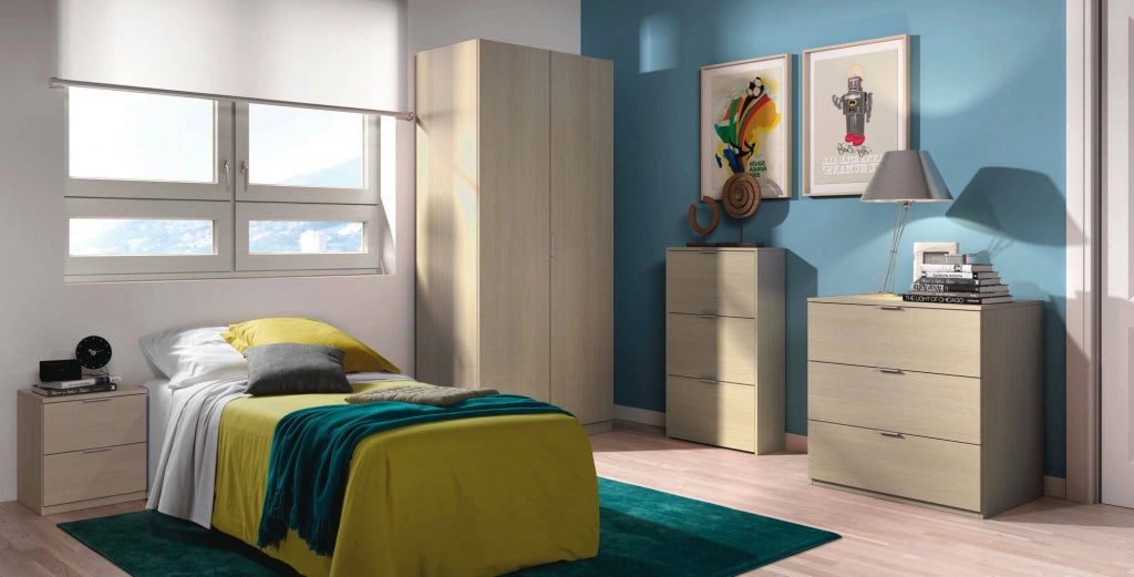Guardaroba Avik, Armadio per camera da letto a 2 ante battenti, Mobile per camera da letto con 1 ripiano e barra appendiabiti, cm 82x52h180, Rovere
