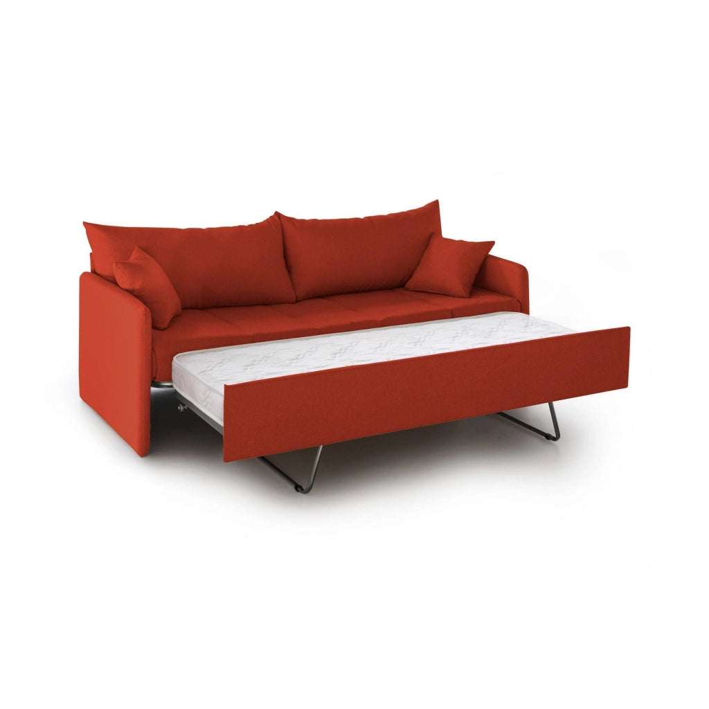 Avellana, Divano Letto 3 Posti Sfoderabile Made in Italy, 205x86 cm Arancione