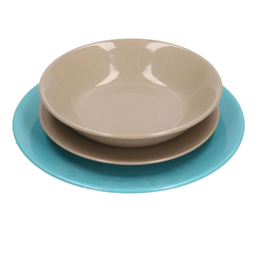 Piatto servizio 18 pz turchese-tortora cm27x27h26