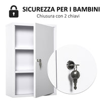 Armadietto Medicinali da Parete 40x18x60 cm 2 Chiavi in Acciaio Bianco