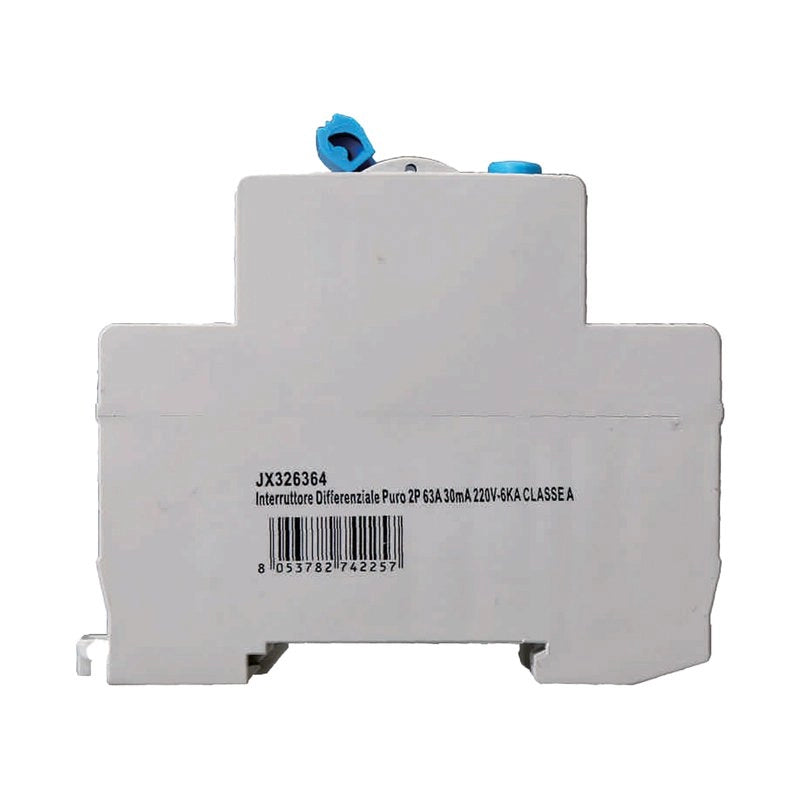 RCCB Interruttore Differenziale Puro Tipo A 1P+N 2M 6000A 30mA 63A AC 230V IP20 IEC61008-1