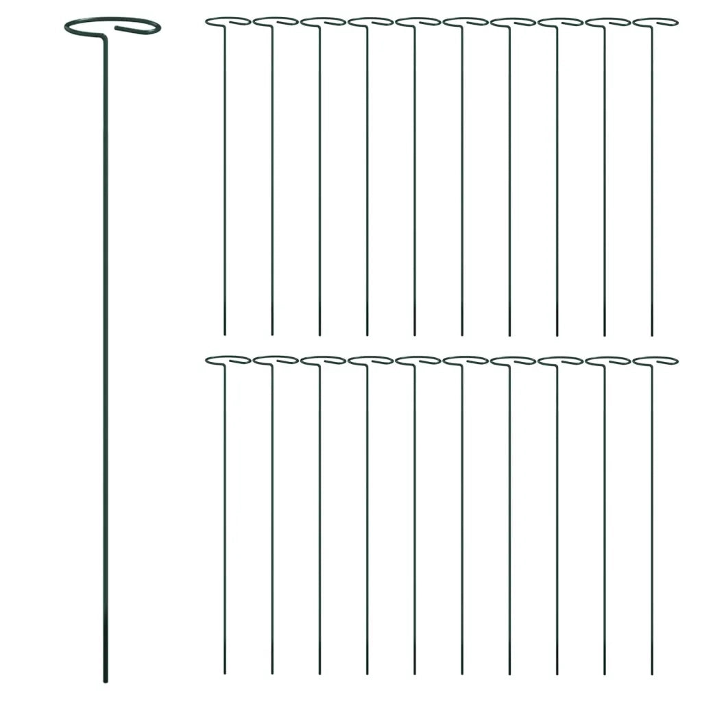 Supporti per Piante da Giardino 20 pz Verde Scuro 40 cm Acciaio 319362