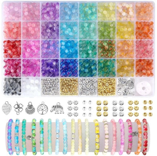 Set di gusci 6 mm - 34 colori - Impermeabile - Contenuto del set - Cassetta di stoccaggio e attrezzi