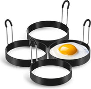Set di stampi per uova - 4 pezzi - Mal di omelette - Cucina - Acciaio inossidabile - 7,6 cm - Cuocere le uova - Set di anelli per uova - Frittelle di pancake - Frittelle di pancake - Elettrodomestico - Antiaderente