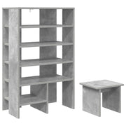 Scarpiera | Mobile per scarpe 2 pz Grigio cemento Legno multistrato