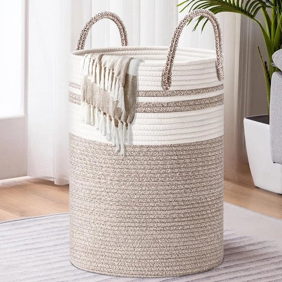 Wascio con maniglie in cotone intrecciato, contenitore, wasca per cameretta dei bambini, grande, wasca per trap.