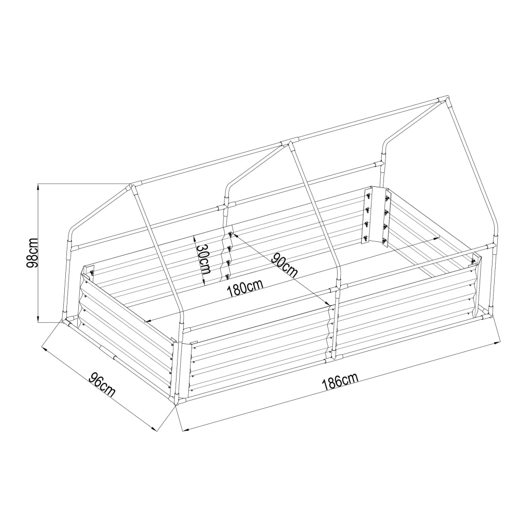Aiuola Balsorano Rialzata con Copertura Mini Serra 186 x 96 x 98 cm - Trasparente [en.casa]