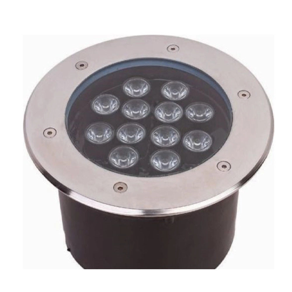 Trade Shop - Faretto 12w 12 Led Incasso Pavimento Faro Giardino Bianco Calpestabile Ip68 -
