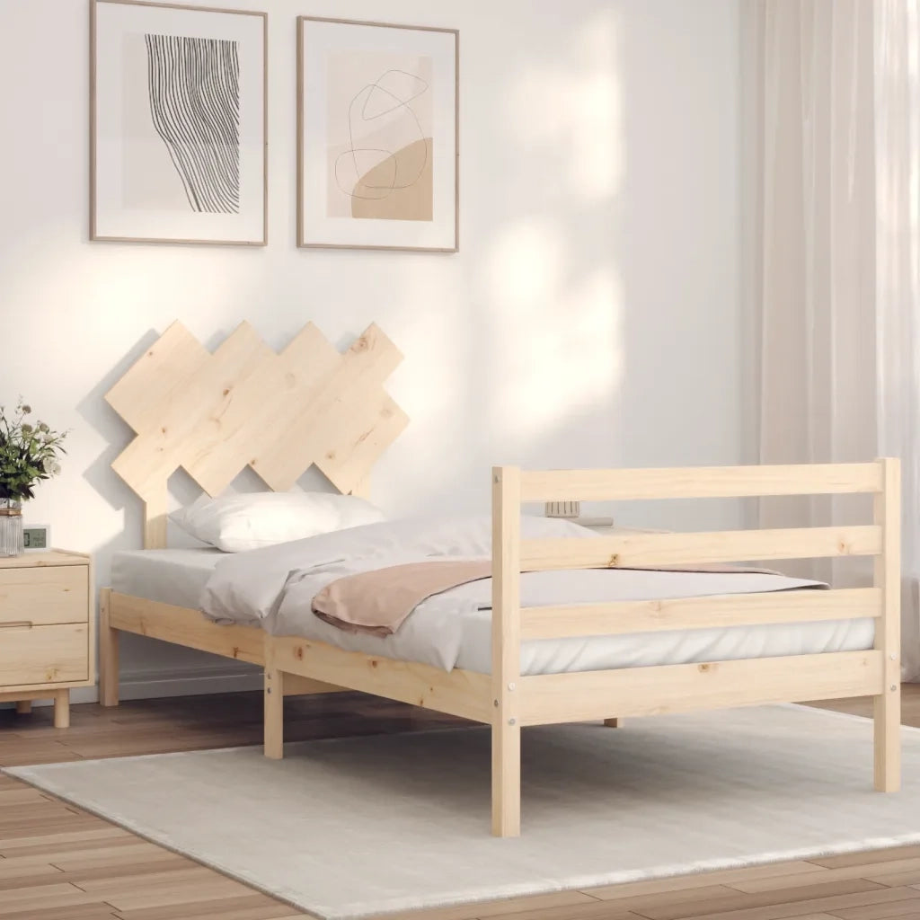 Giroletto con Testiera-Struttura Letto con testiera 90x200 cm in Legno Massello 423091