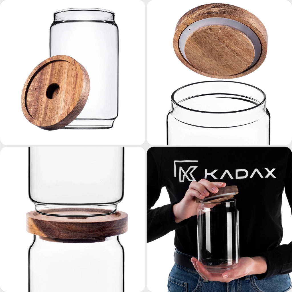 Contenitore per alimenti in vetro KADAX per spezie sfuse e pasta con coperchio, barattolo da 750 ml
