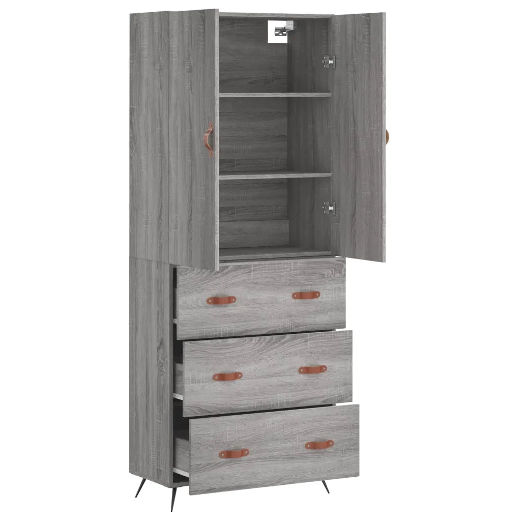 Credenza Grigio Sonoma 69,5x34x180 cm in Legno Multistrato 3195825