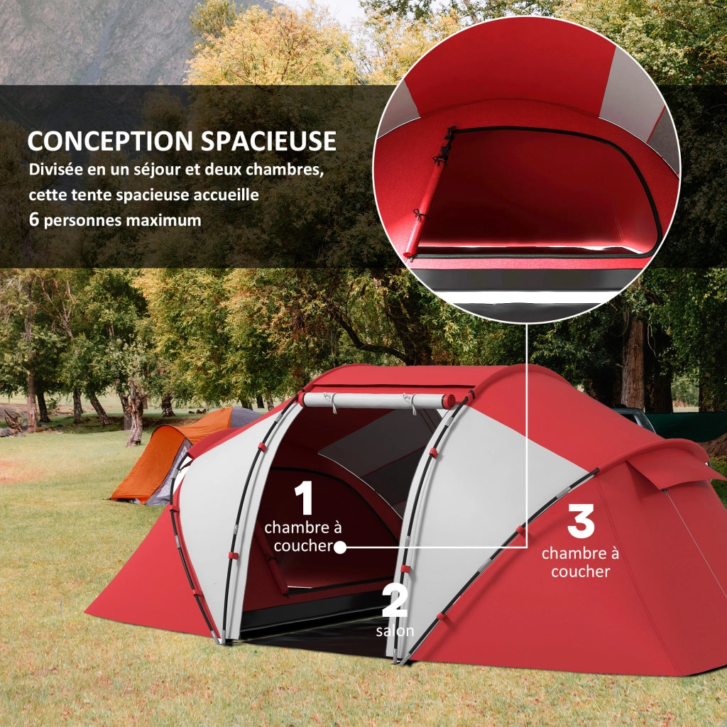Tenda da campeggio familiare 4-6 persone ¨C zephmum ¨C grigio rosso