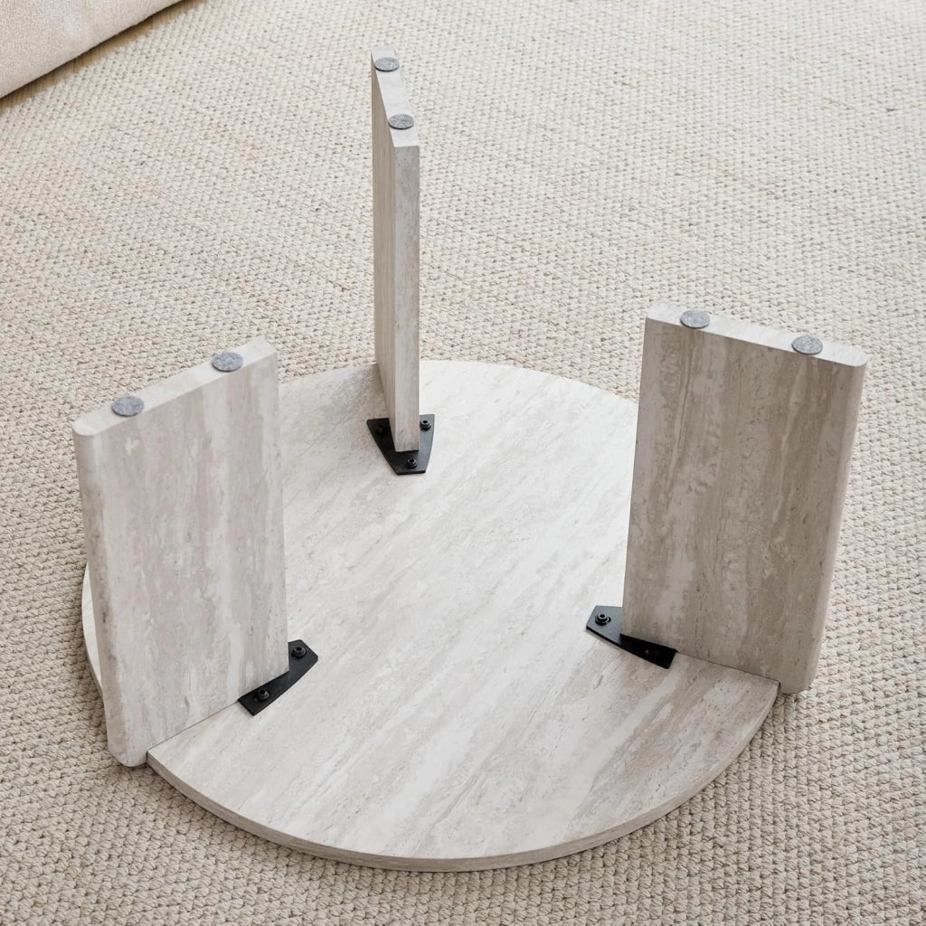GrandCA HOME Set di Tavolini da Caffè da 2 Pezzi, Tavolino Moderno Nordico a Tre Gambe, Materiale MDF, per Soggiorno, Camera da Letto (Travertino Grigio)