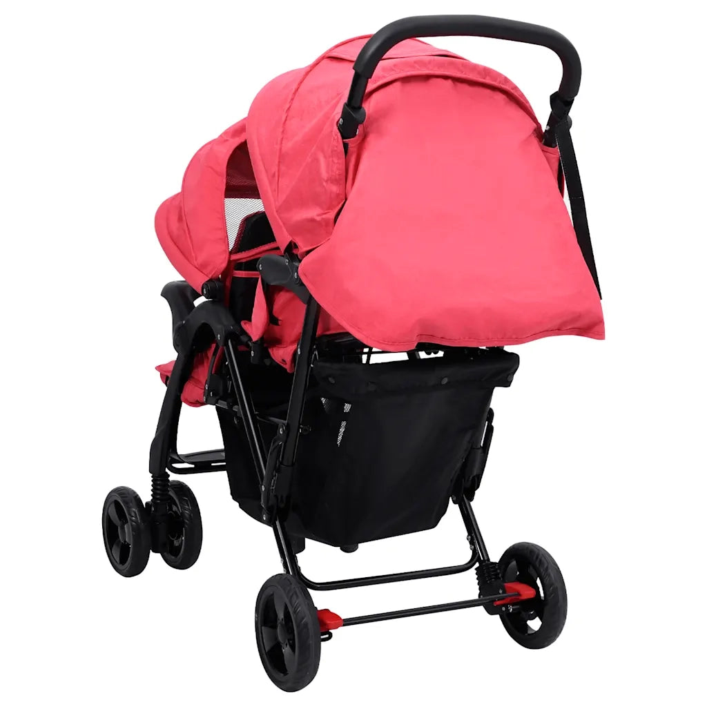 Passeggino Gemellare a Tandem Rosso in Acciaio CFW1478682