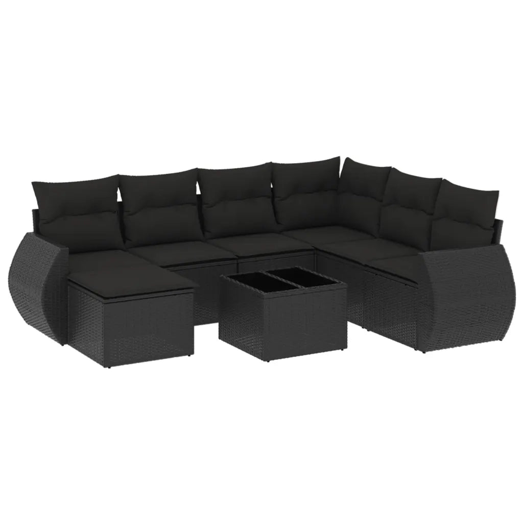Set Divani da Giardino con Cuscini 8 pz Nero in Polyrattancod mxl 90307