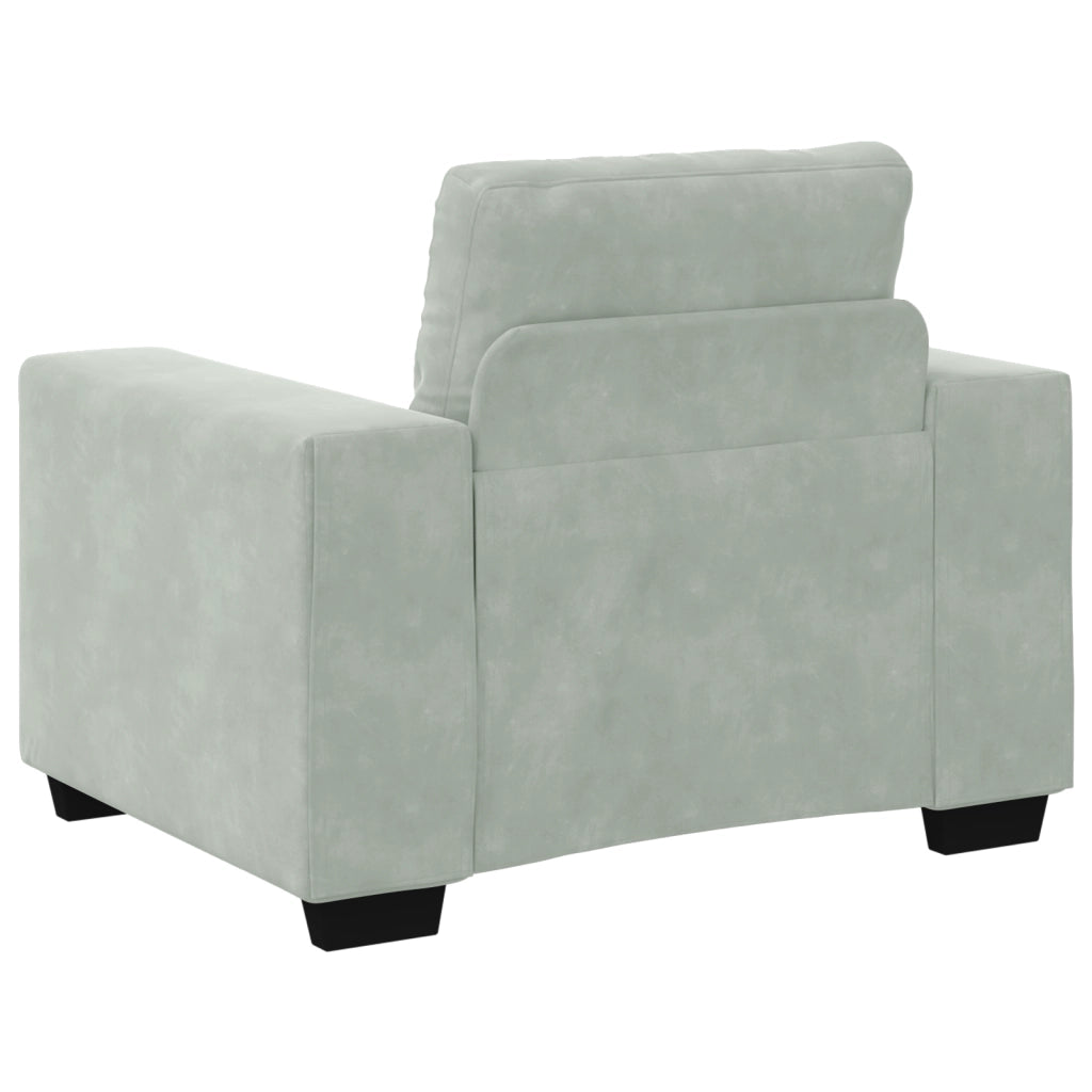 Set Divano a 3 Pezzi con Cuscini Velluto Grigio Chiaro