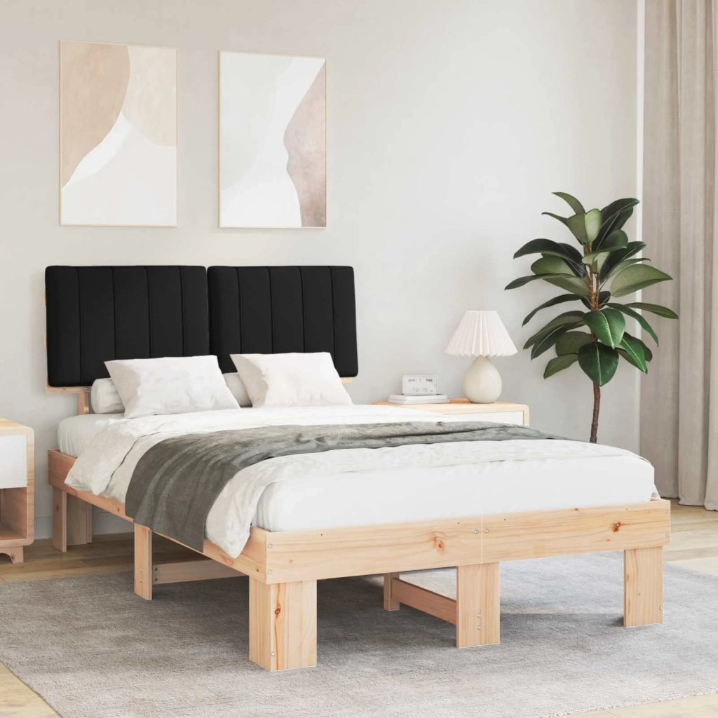 Letto con Testiera Rivestita Nero 120 x 190 cm Pino massello 877506