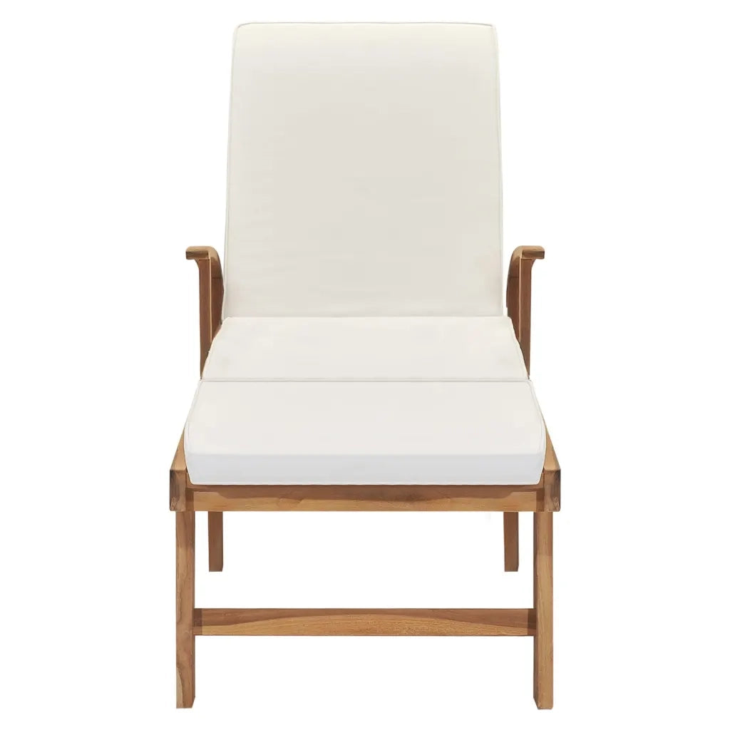 Lettino Prendisole con Cuscino in Massello di Teak Crema 48022