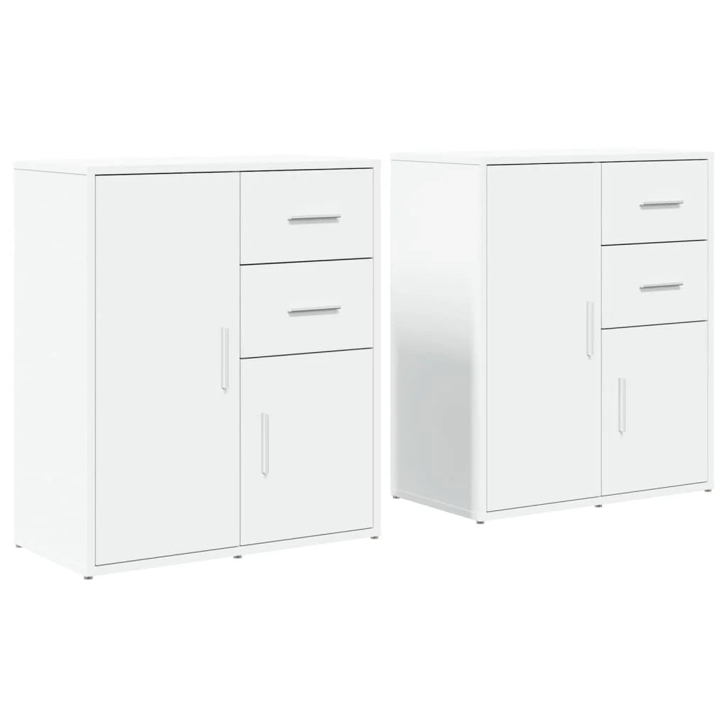 Buffet credenza cassettiera armadio mobile contenitore organizer per cucina soggiorno salotti set da 2 60 x 31 x 70 cm legno ingegnerizzato bianco 02_0036676