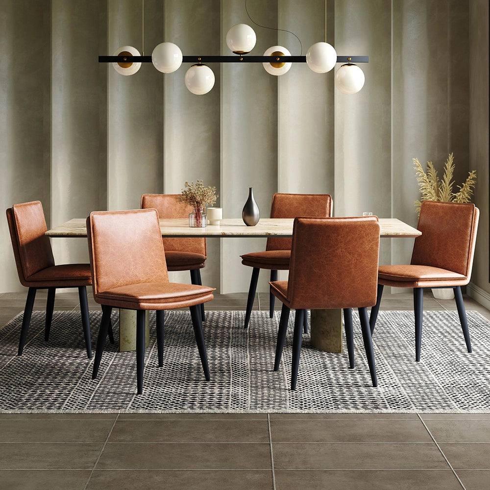 Set 2 sedie da pranzo - Xylo - PU marrone con doppio cuscino
