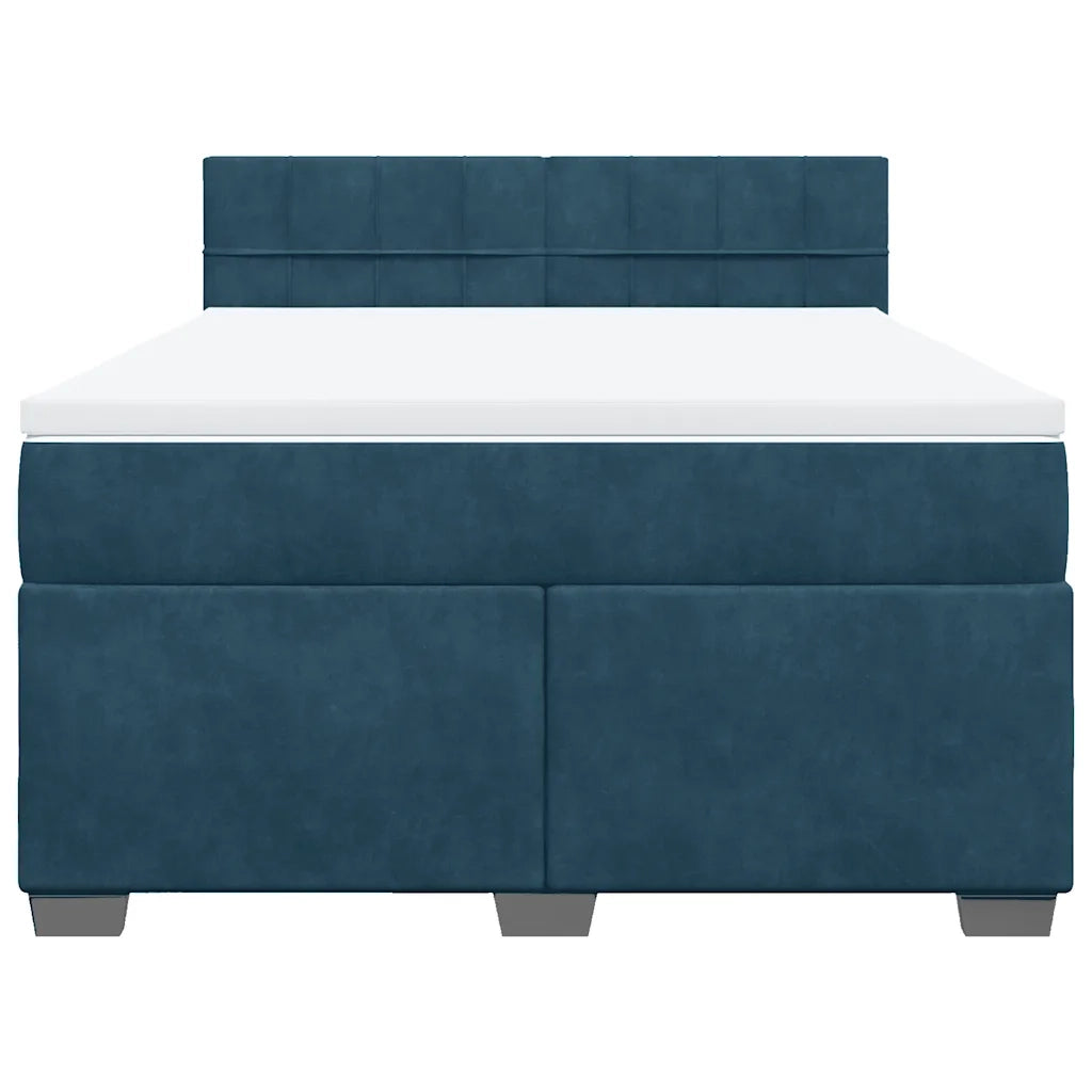 Giroletto a Molle con Materasso Blu 140x190 cm in Velluto