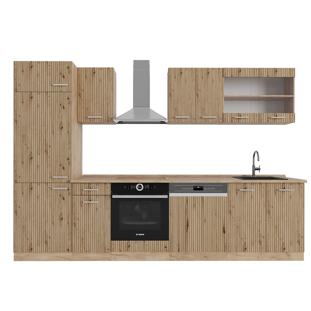 Cucina componibile R-Line Rovere artigianale/Rovere dorato 300 cm, PL Rovere Vicco