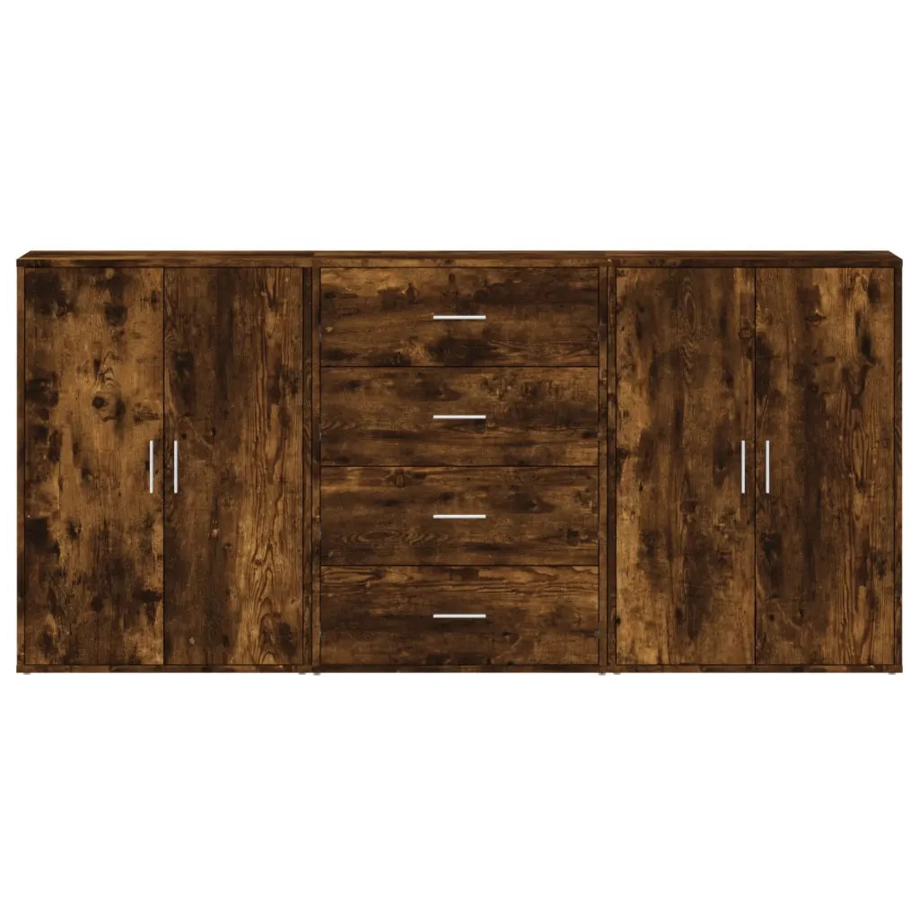 Credenze 3 pz Rovere Fumo 60x31x84 cm in Legno Multistrato