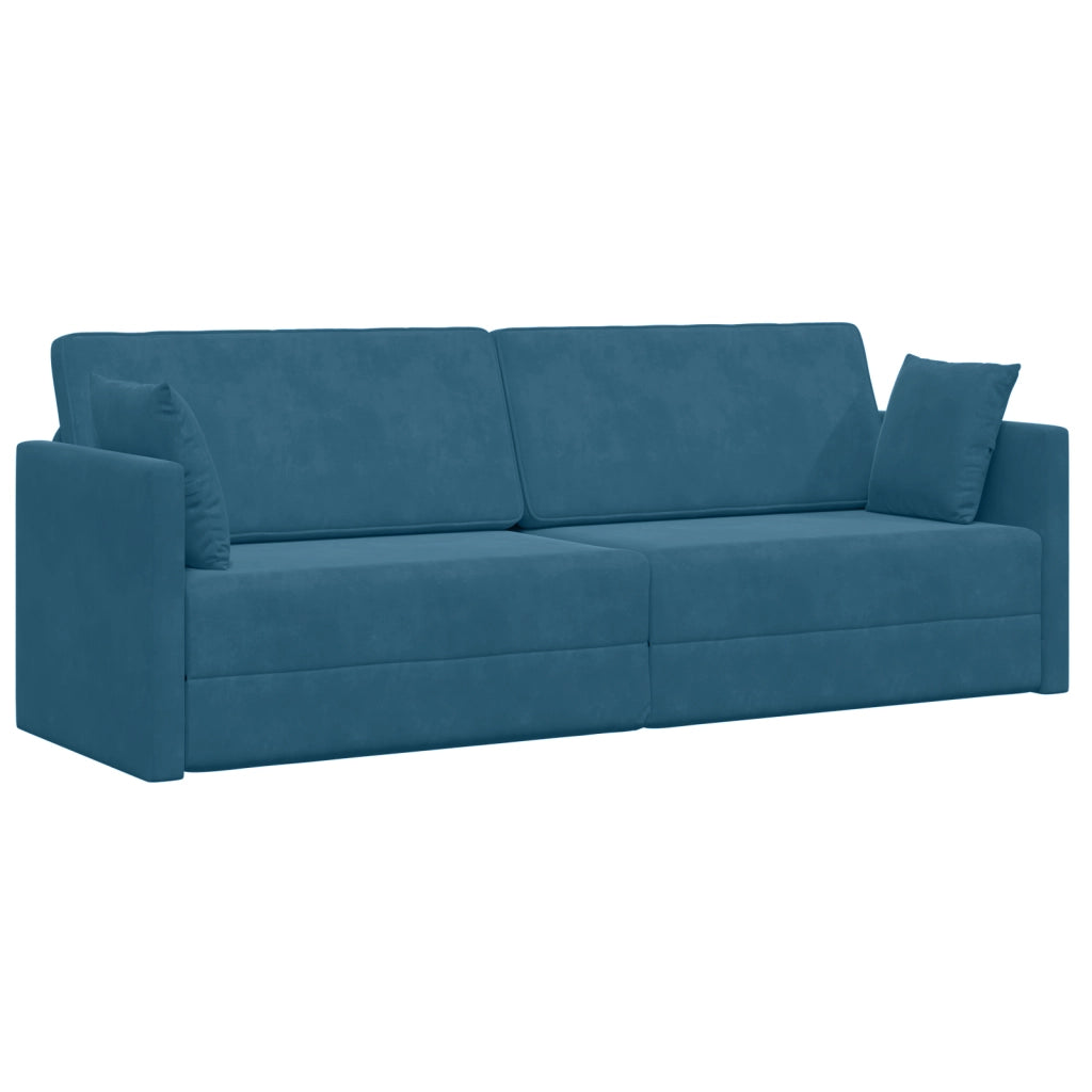 Divano Letto 2-in-1 Blu 213x144x60 cm Velluto