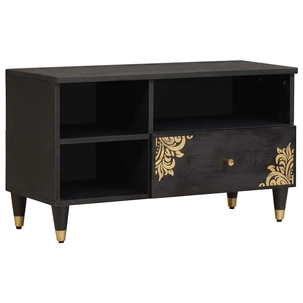 Mobile TV-Credenza per TV-Console TV Nero 80 x 33 x 46 cm Legno di mango massello 937769