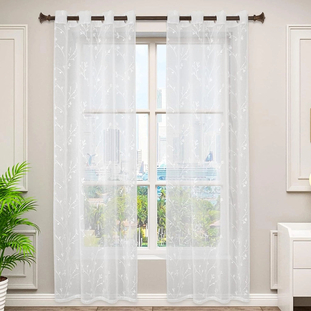 Tende Conveniente per soggiorno/camera da letto/biblioteca, Fineste Tenda Trasparente, per Camera da Letto Voile 2 Pannelli, Bianco, 140x175cm