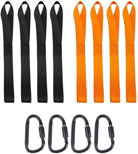 8 fissaggi a cerniera, cerniere a corda 405x35mm con 4 ganci a viti, fissaggi a cerniera per motocicletta 1000 kg, cavo di trazione per motorhome e camper auto.