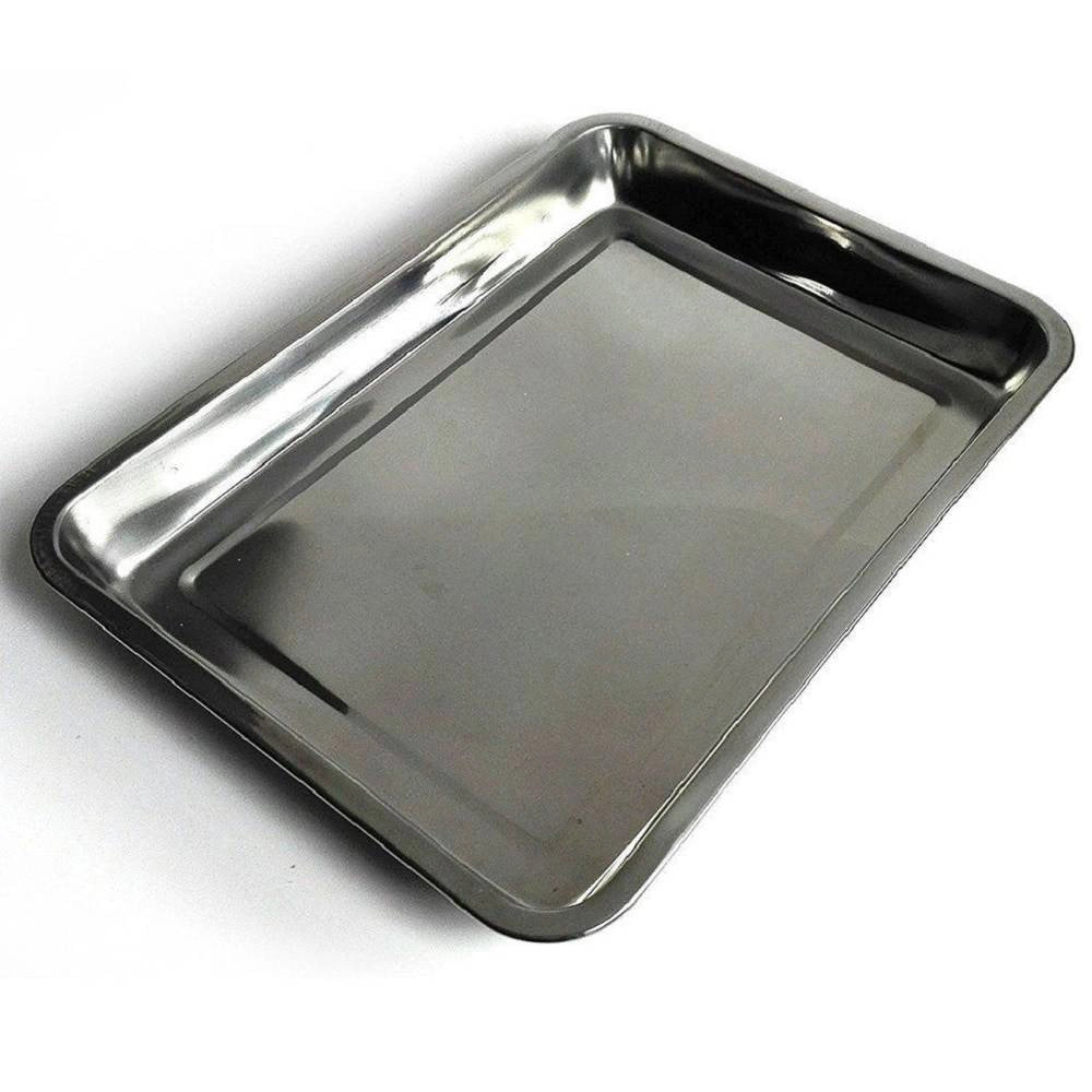 Trade Shop - Vassoio Guantiera Rettangolare In Acciaio Inox Portata Cucina 32 X 22 X 4,8 Cm -