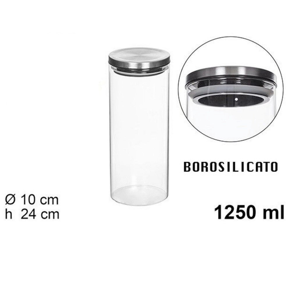 Trade Shop - Barattolo 1250 Ml Sottovuoto Alimenti In Vetro Trasparente Cereali Snack Cucina -