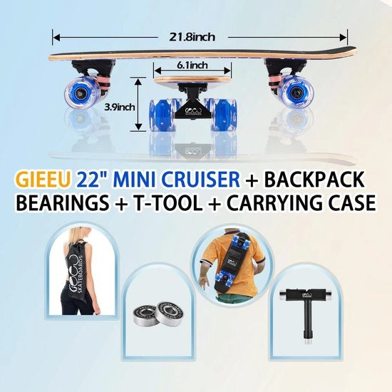 Skateboard 9-laags esdoorn - Skateboard per bambini/ragazzi - Skateboard per adulti - Skateboard con ruote lampeggianti - Skateboard con superficie antiscivolo - Skateboard con manubrio robusto - Skateboardset
