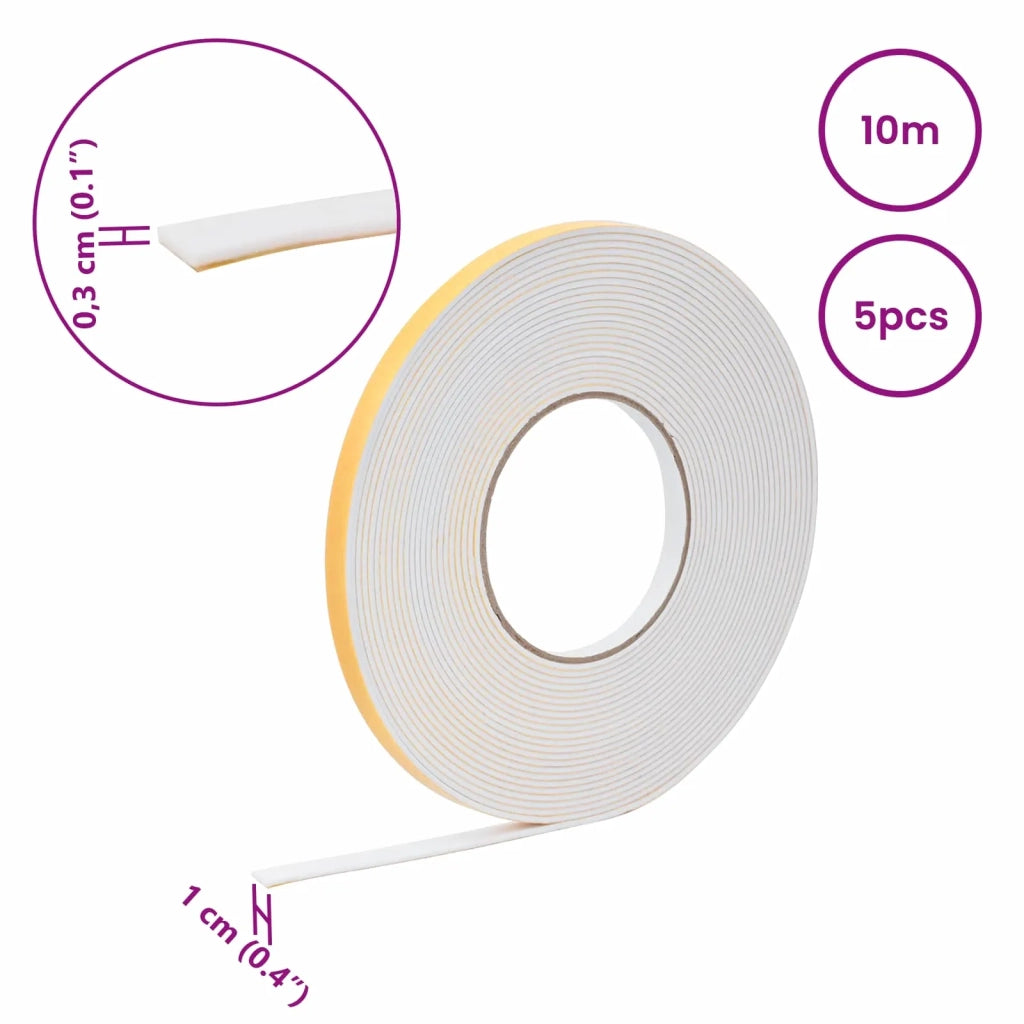 Nastro adesivo in schiuma 5 pcs Bianco 10mm x 10m Schiuma CR 42024107