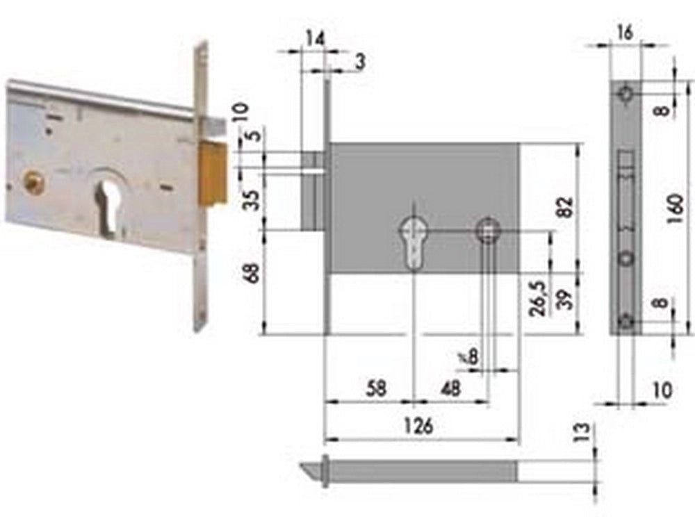 1pz elettroserratura da infilare per fasce mm.82 h 14010 - mm.60 dx (14010601) cod:ferx.fer65276