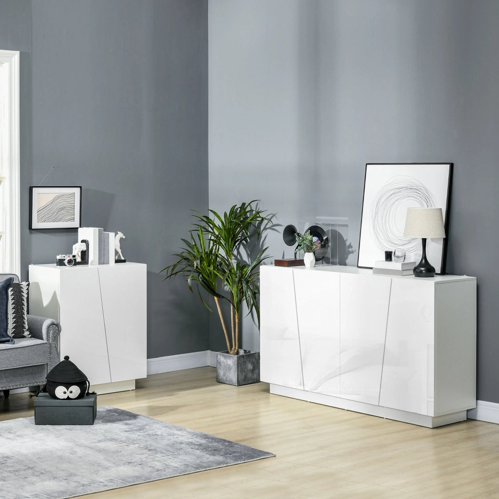 Mobiletto Multiuso in Truciolato Bianco a 5 Livelli con Ripiano Regolabile su 3 Livelli, 150x40x88 cm