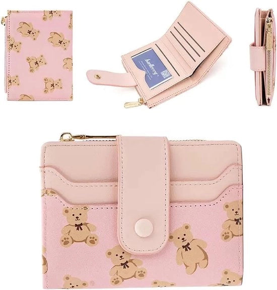 Portafoglio per donna con rilievo di cipolle, blocco RFID, chiusura a cerniera e molti scomparti - Rosa chiaro - Moda e pratica