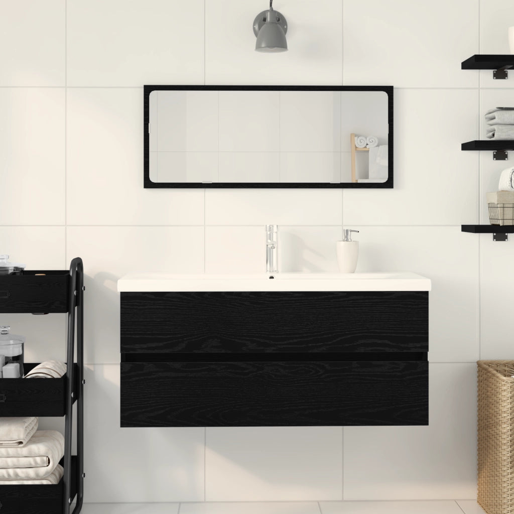 Mobile lavabo  con bacino integrato Rovere Nero Legno Ingegnerizzato