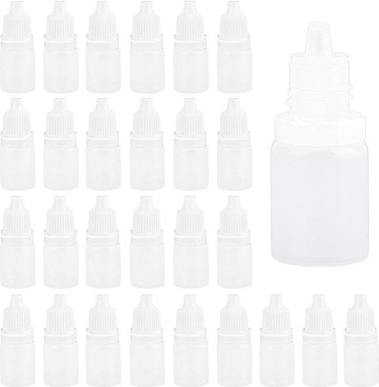 200 pezzi di Flaconi Liquido a Gocce in Plastica 5 ml - Flaconi di Squeeze Bianchi con Doppi - Fusti Navicellabili per il Conservazione degli Oli Essenziali