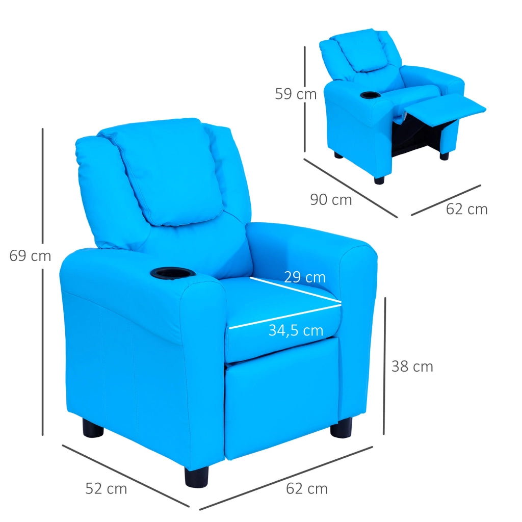 Poltrona bambini reclinabile legno massello 62x52x69cm ¨C Xylo ¨C Blu
