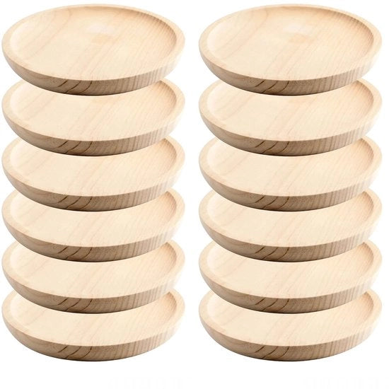 Set di 12 Piatti in Legno per Servizio - Ø 14 cm