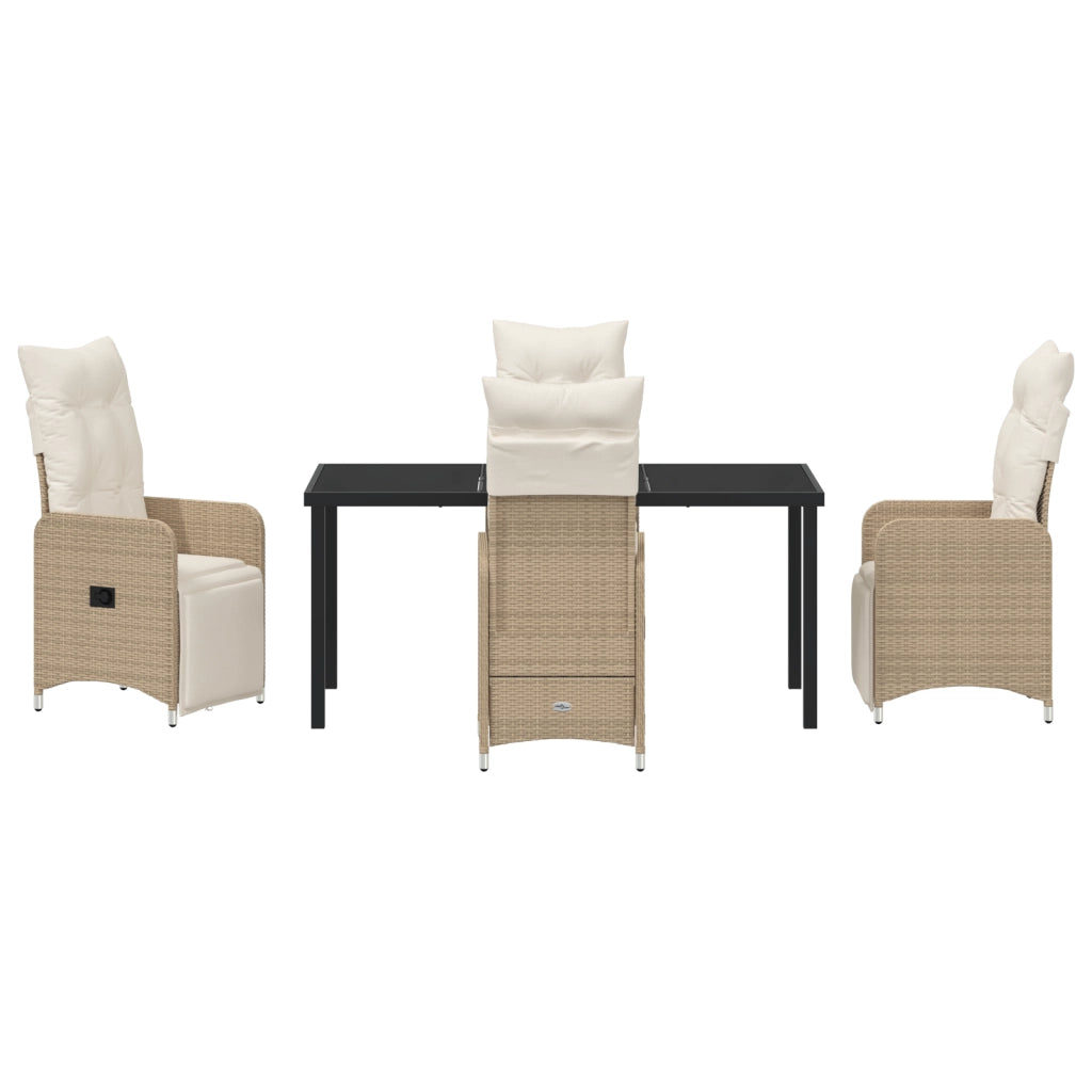 Set da pranzo da giardino 5 pezzi con cuscini Beige Polyrattan