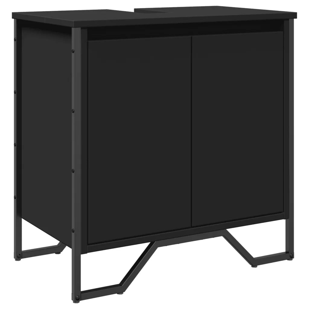 Mobile Lavabo Bagno-Armadietto da bagno Nero 60x35x60 cm in Truciolato