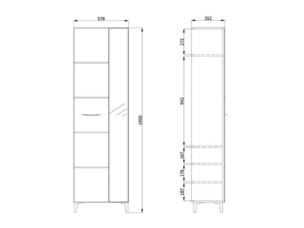Armadio Camera da Letto Lomazzo, Guardaroba 2 Ante Appendiabiti, 58x195h cm Bianco