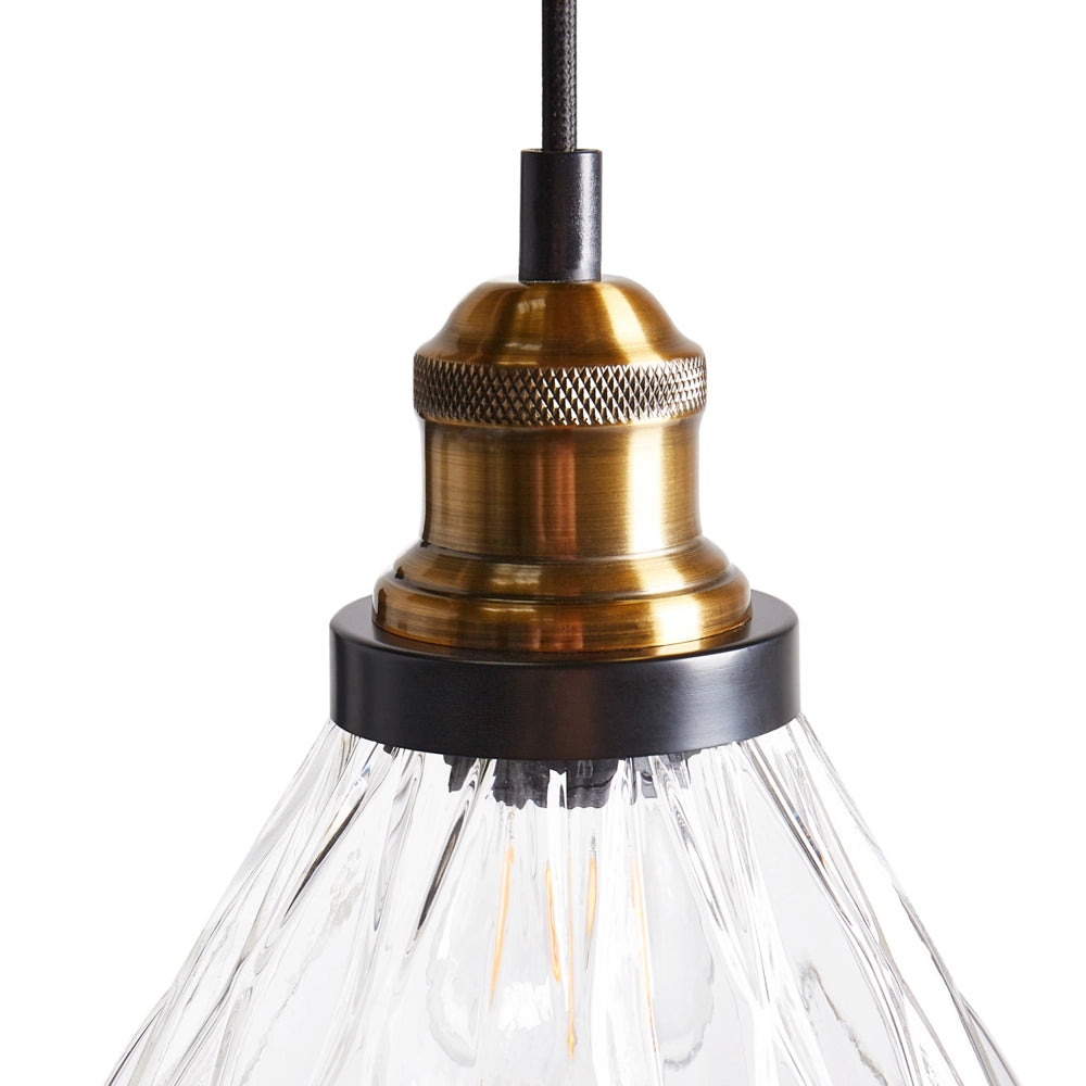 Lampadario con paralume in vetro trasparente e metallo Illuminazione a sospensione
