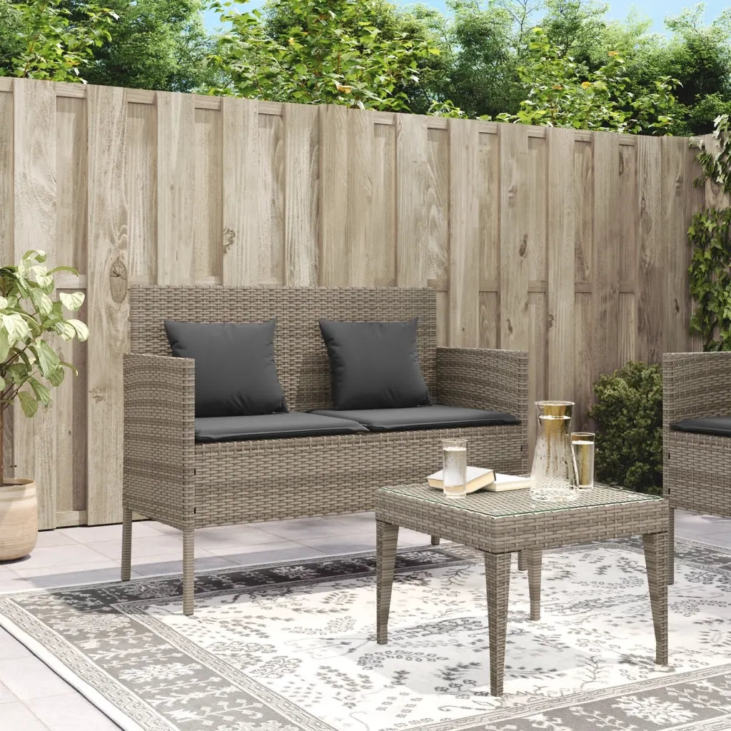 Panca da Giardino con Cuscini Grigia in Polyrattancod mxl 112892