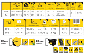 Saldatrice a TIG Inverter Stanley TIG161 i Hf-Dc