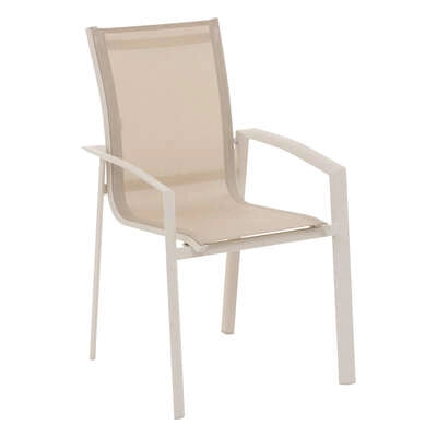 Seduta impilabile Axant alluminio lino argilla - L. 57 x P. 63 x H. 94 cm